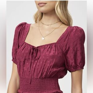 Valentine’s Day Date 🩷 NWT PAIGE Boho Burgundy Avonne Self-Tie Dress  - Size S